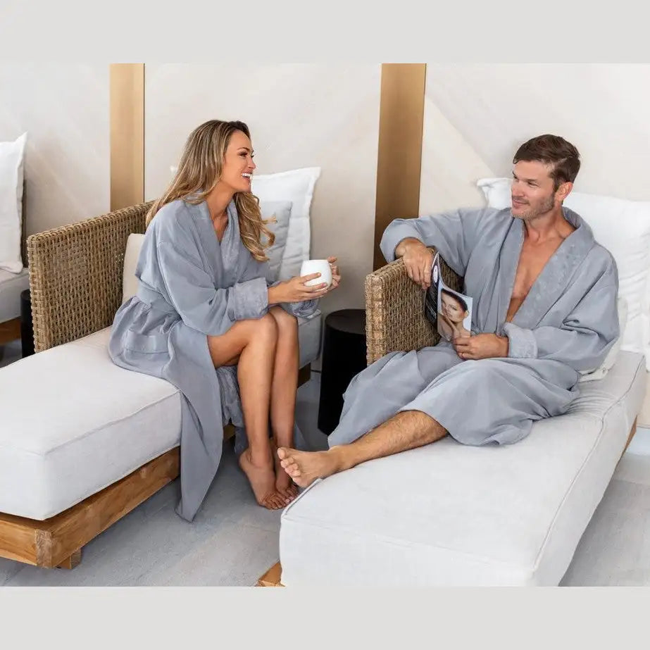 Boca Terry Microfiber Shawl Collar Robe with Plush Lining - Grey - OSFM