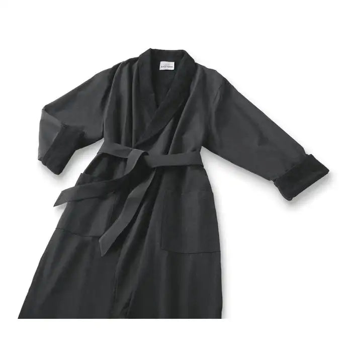 Boca Terry Microfiber Shawl Collar Robe with French Terry Lining - OSFM - Black