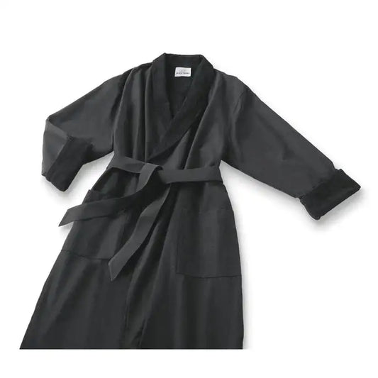 Boca Terry Microfiber Shawl Collar Robe with French Terry Lining - OSFM - Black