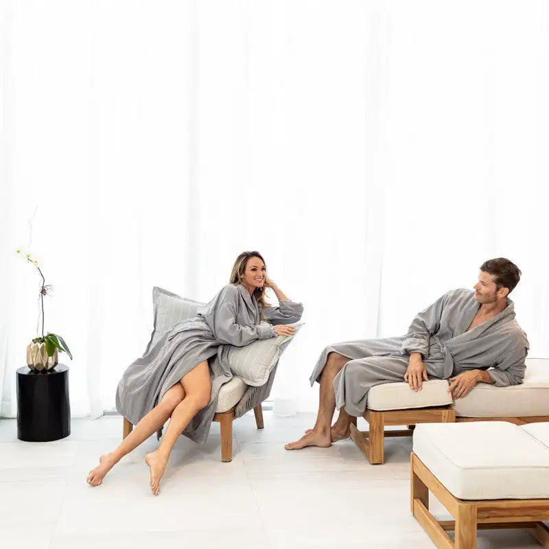 Boca Terry Microfiber Shawl Collar Robe with French Terry Lining - 4XL - Grey