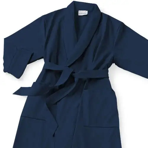 Boca Terry Microfiber Shawl Collar Robe with Plush Lining - Navy - Medium