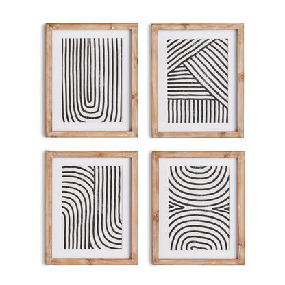ACHROMATIC LINEAR PETITE PRINTS, SET OF 4