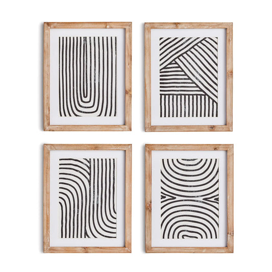 ACHROMATIC LINEAR PETITE PRINTS, SET OF 4
