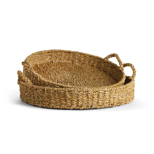 SEAGRASS ROUND TRAYS, SET OF 2