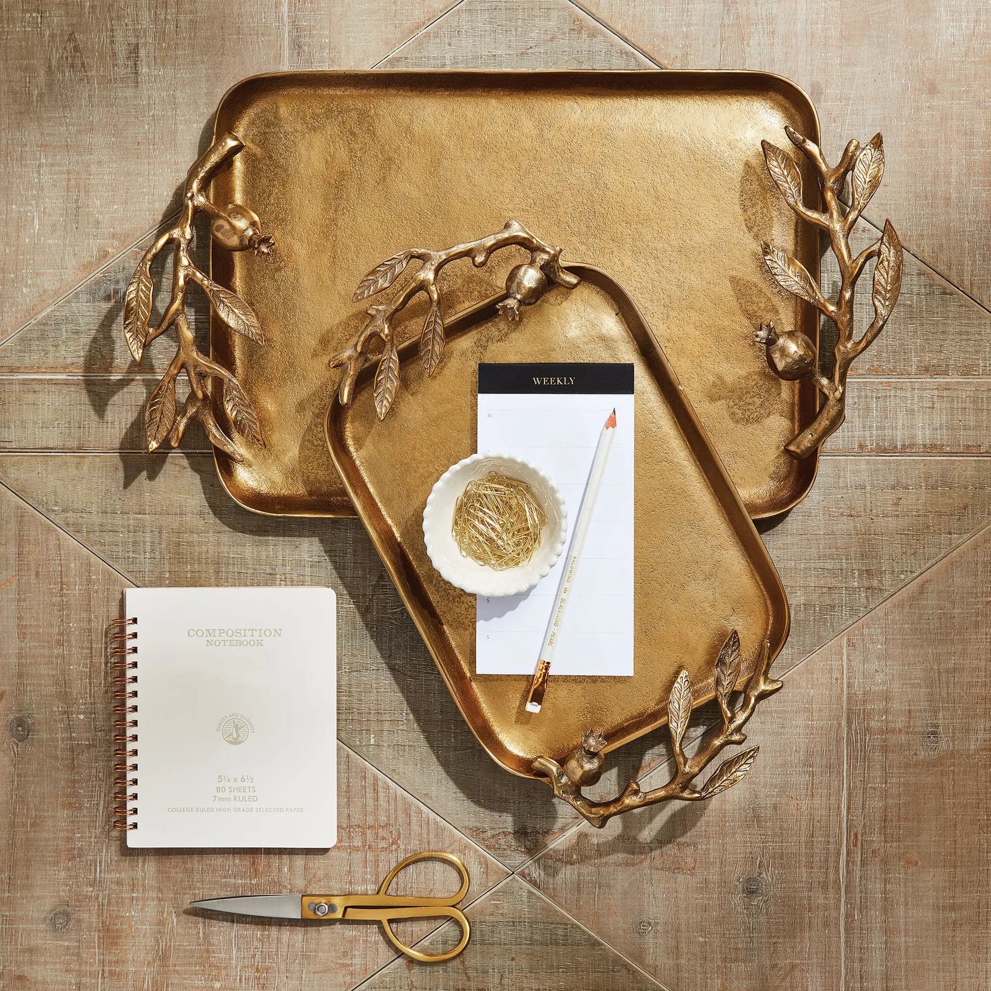 POMEGRANATE BRANCH DECORATIVE TRAYS, SET OF 2 - view 2