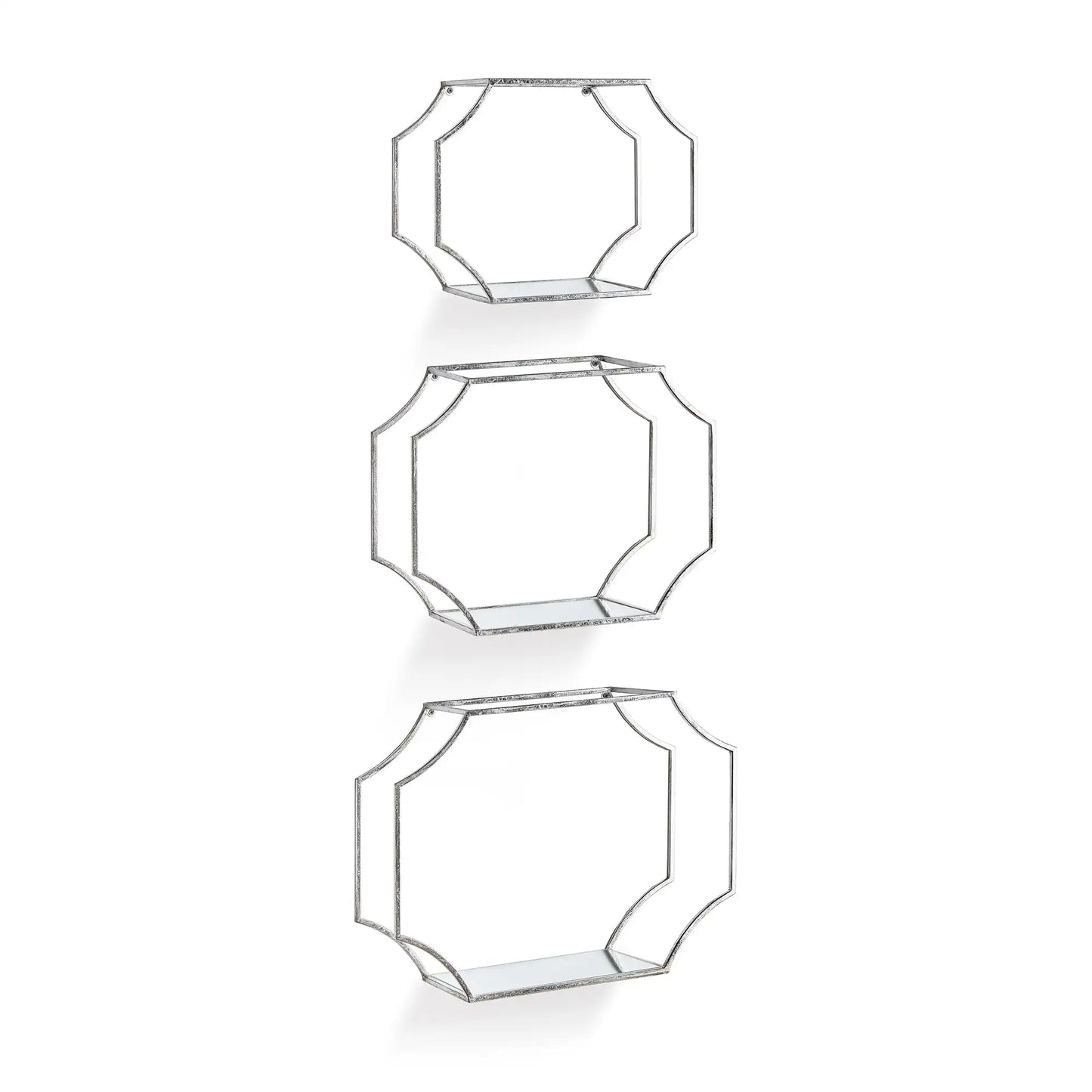 HUDSON MIRRORED WALL SHELVES, SET OF 3