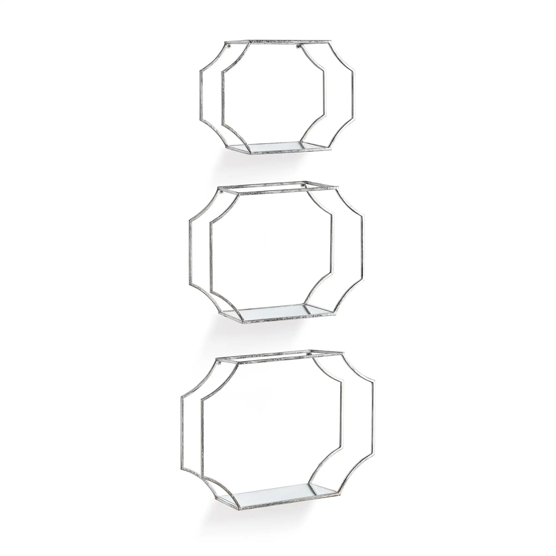 HUDSON MIRRORED WALL SHELVES, SET OF 3