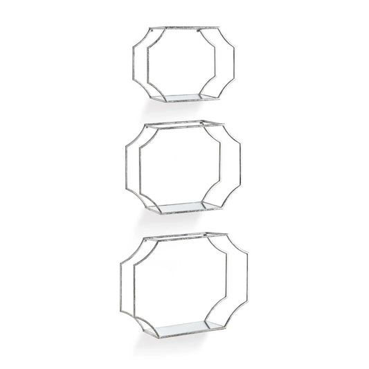 HUDSON MIRRORED WALL SHELVES, SET OF 3