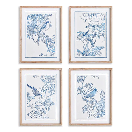 MONOCHROMATIC BIRD STUDY, SET OF 4