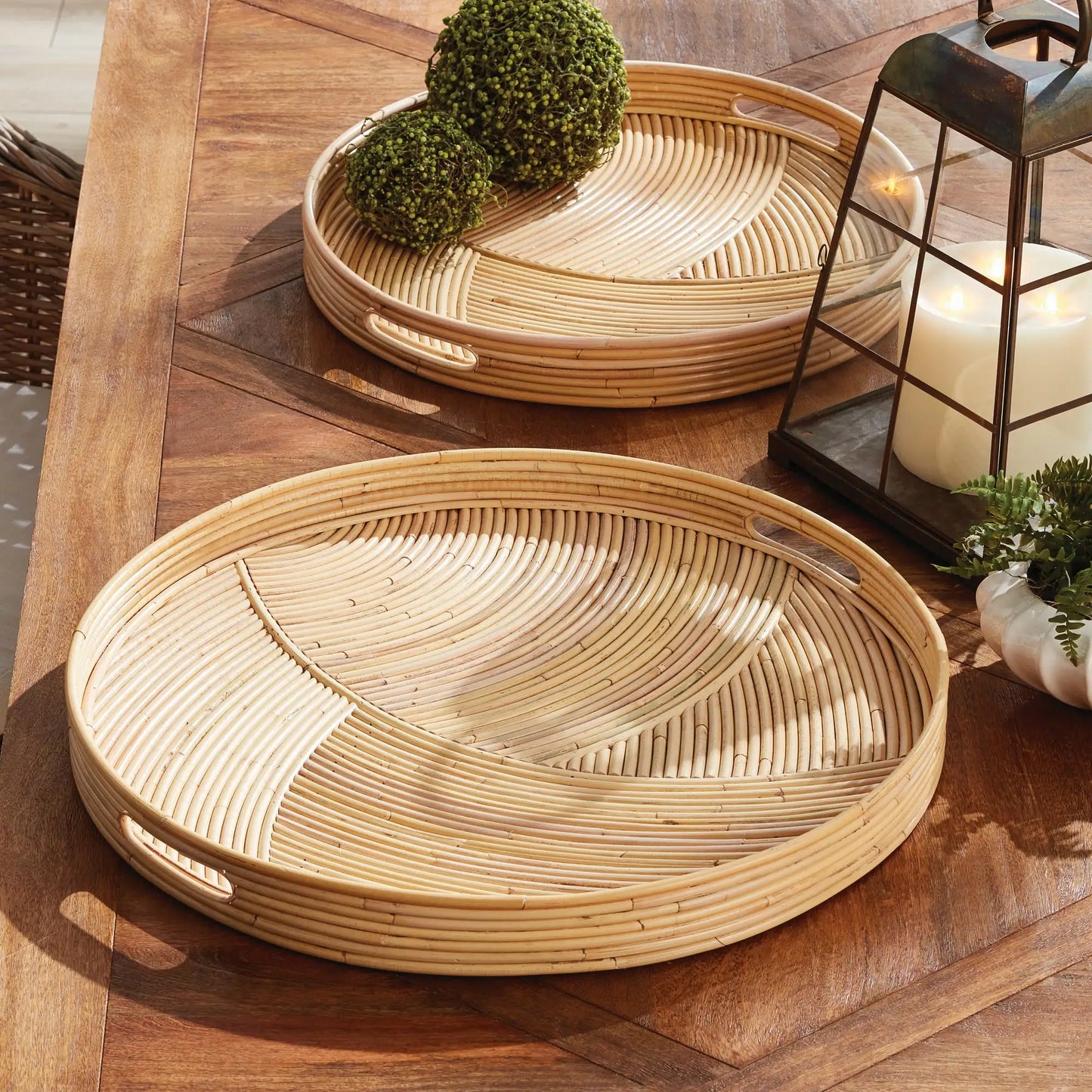 JELANI CANE ROUND TRAYS, SET OF 2 - view 2