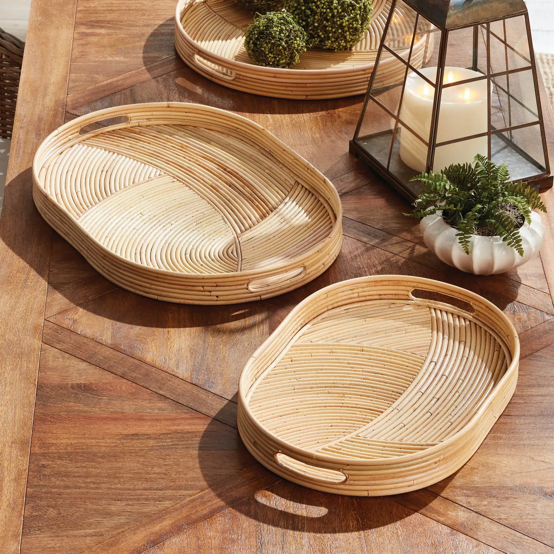 JELANI CANE OVAL TRAYS, SET OF 2 - view 2
