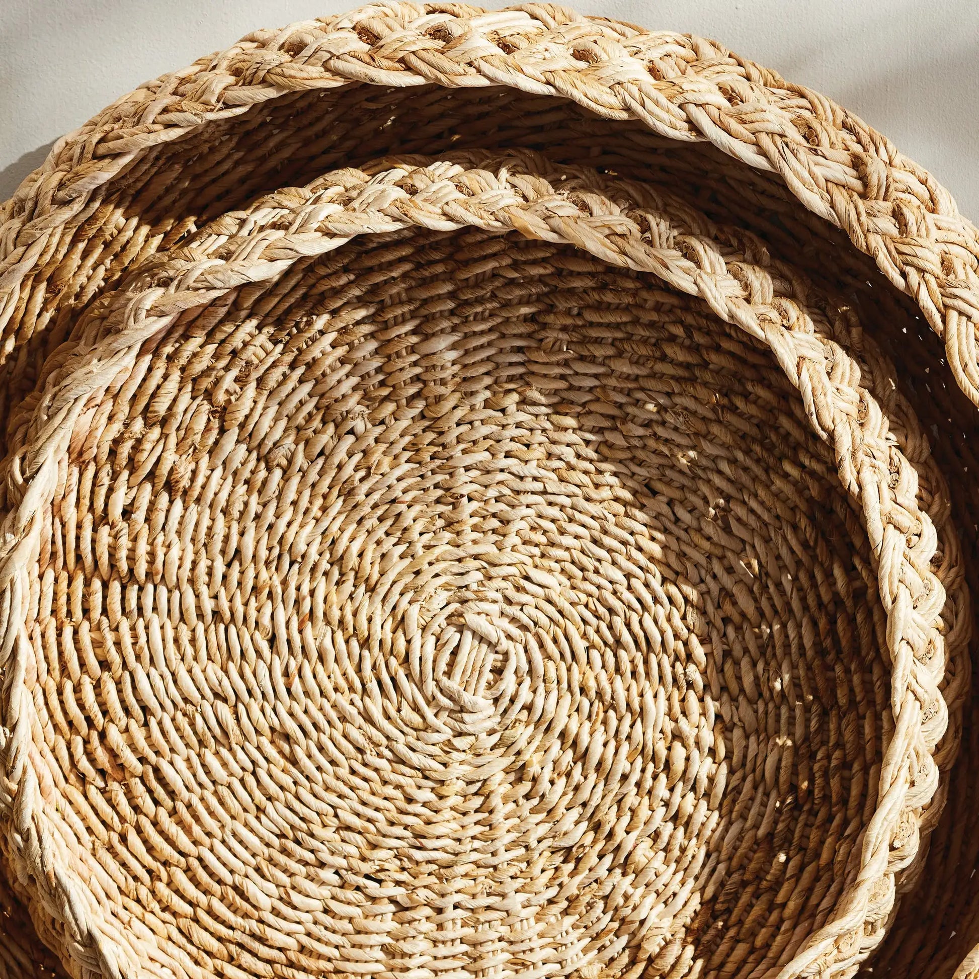 ABACA FRENCH BRAIDED ROUND TRAYS, SET OF 2 - view 3