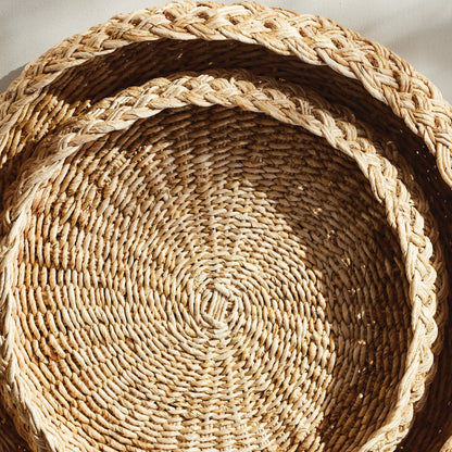 ABACA FRENCH BRAIDED ROUND TRAYS, SET OF 2 - view 3
