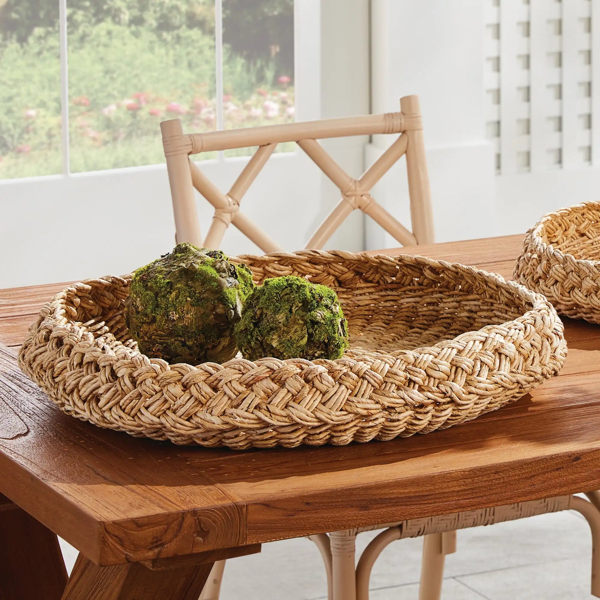 ABACA FRENCH BRAIDED ROUND TRAYS, SET OF 2 - view 4