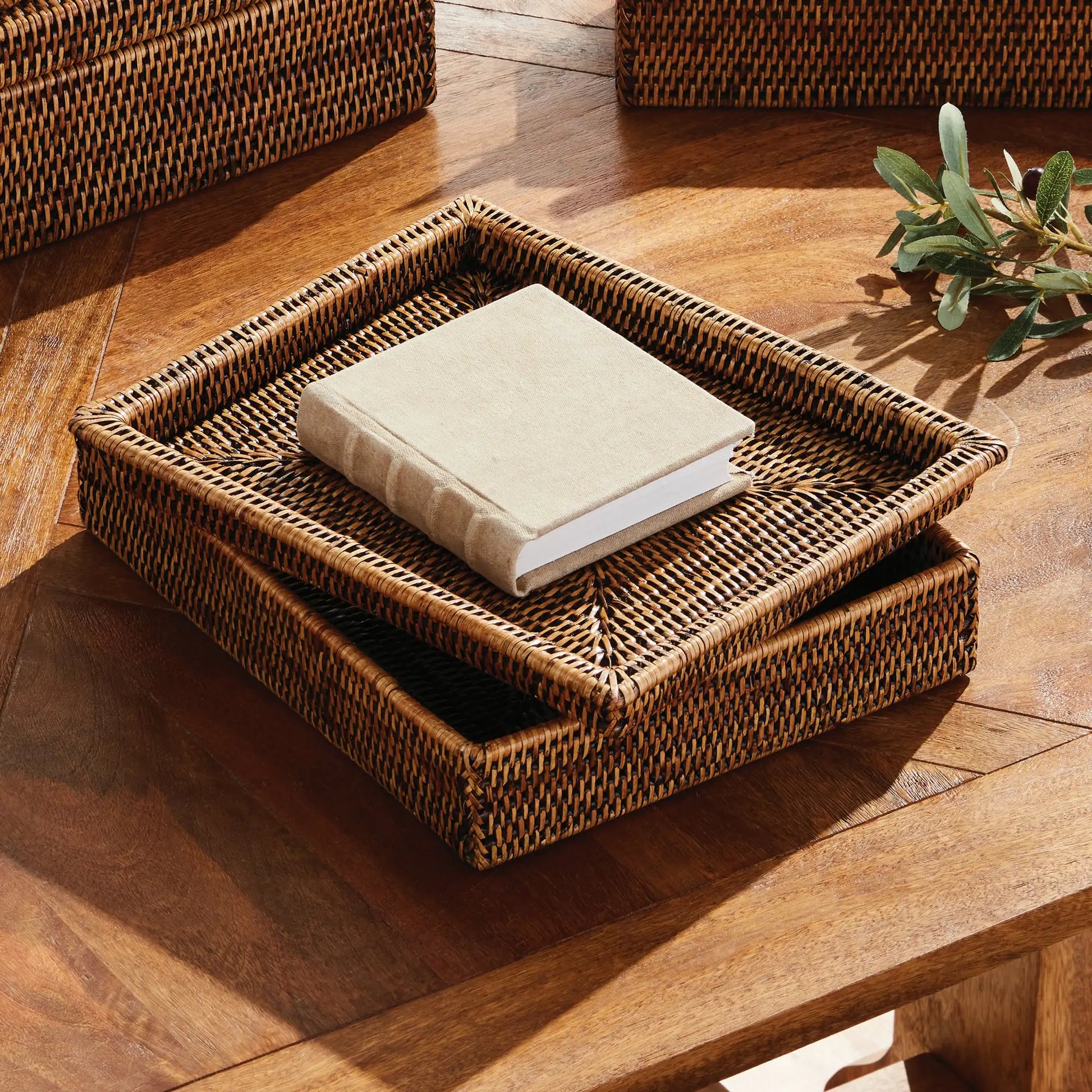BURMA RATTAN LIDDED LETTER BOX - view 2