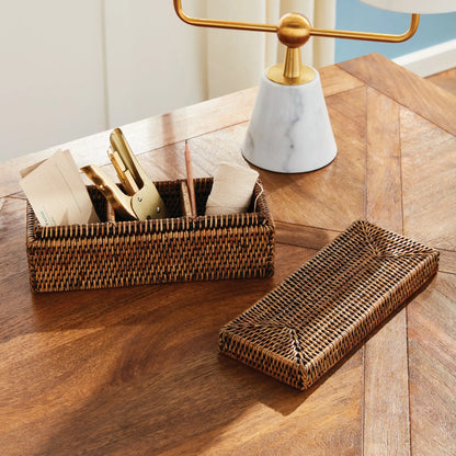 BURMA RATTAN 3-COMPARTMENT LIDDED BOX - view 2