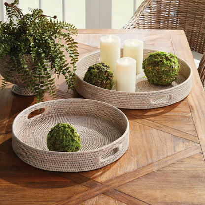 BURMA RATTAN ROUND OTTOMAN TRAYS SMALL, SET OF 2 - view 2