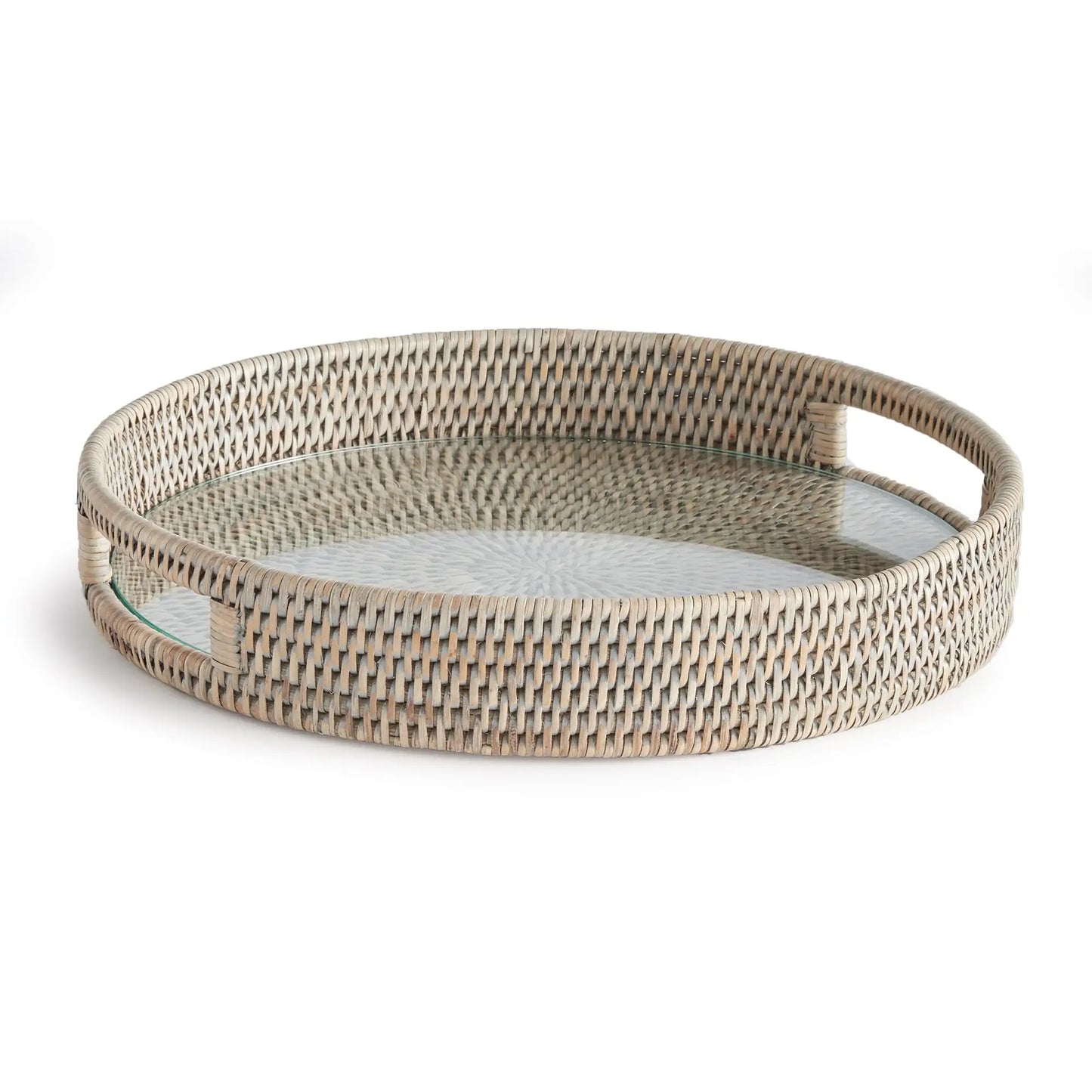 BURMA RATTAN ROUND SERVING TRAY