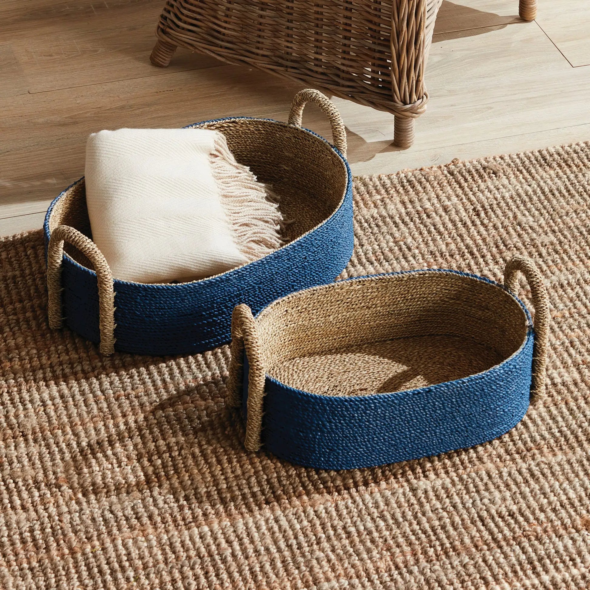 TIANA SEAGRASS SHORT OVAL BASKETS, SET OF 2 - view 2