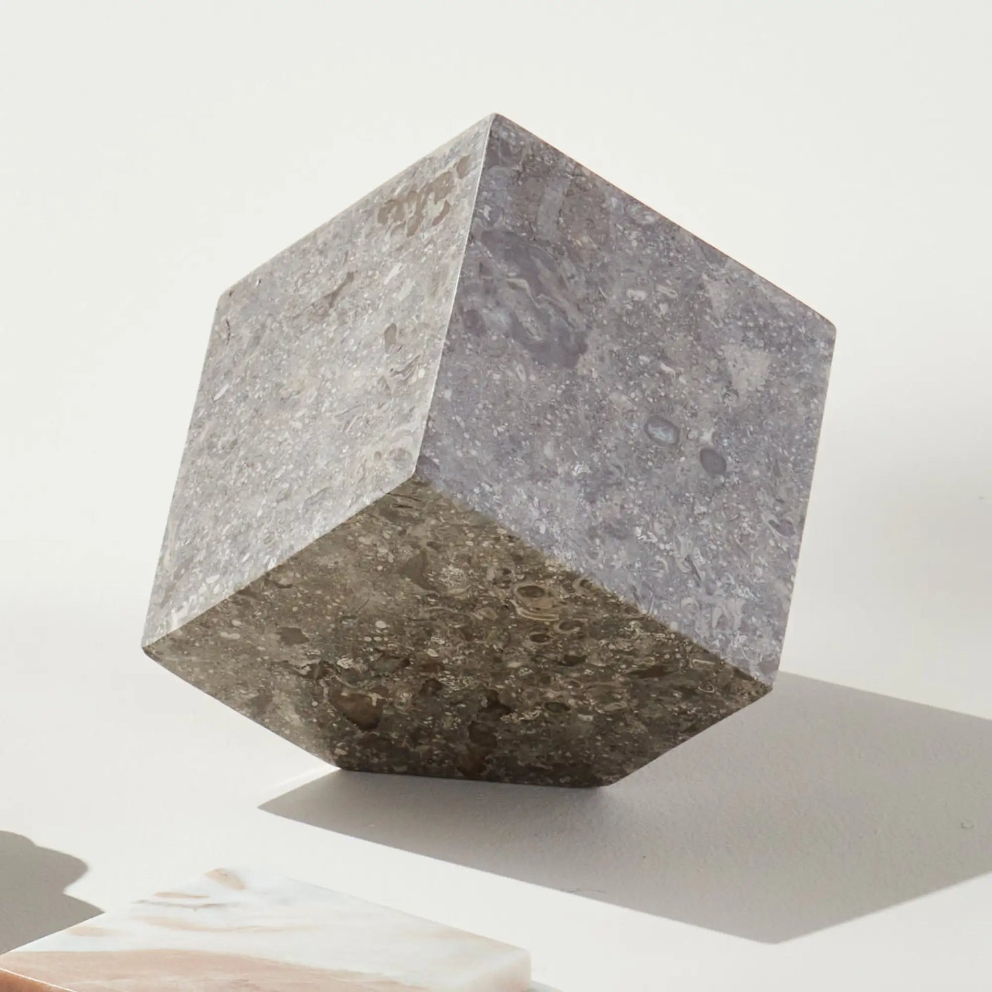 ABSTRACT MARBLE CUBE SCULPTURE - view 2