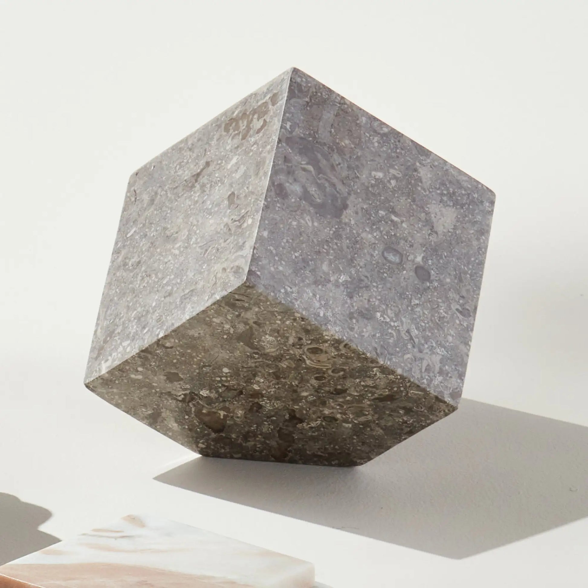 ABSTRACT MARBLE CUBE SCULPTURE - view 2