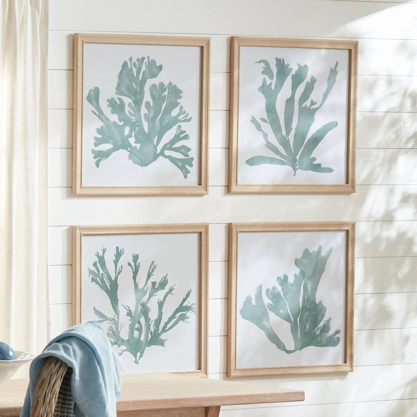 CORAL SILHOUETTES IN SOFT GREEN, SET OF 4 - view 2