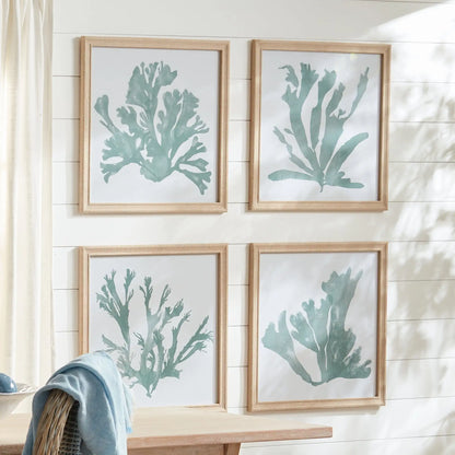 CORAL SILHOUETTES IN SOFT GREEN, SET OF 4 - view 2