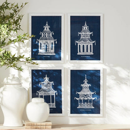 TRADITIONAL PAGODA STUDY, SET OF 4 - view 2