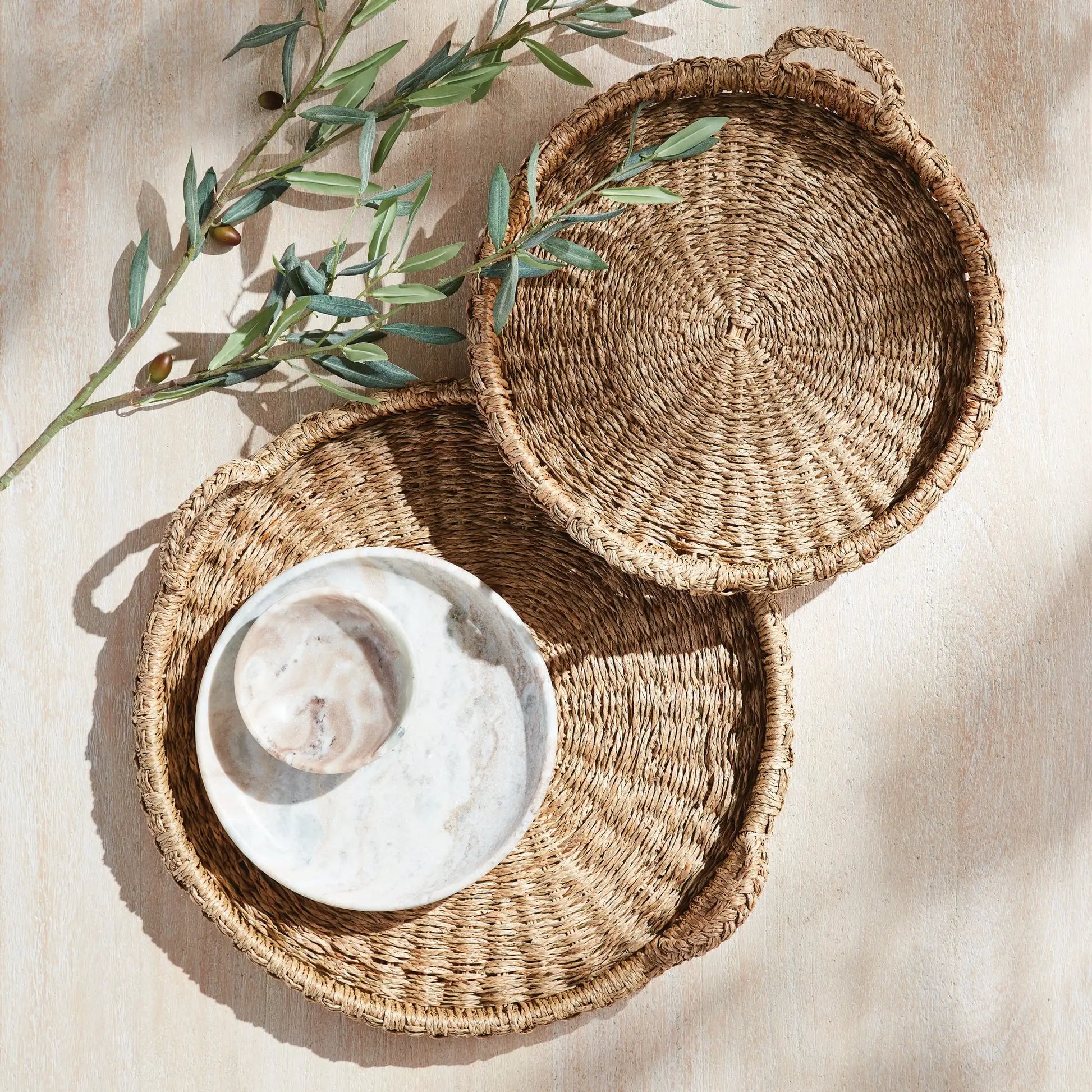SAWYER ROUND TRAYS WITH HANDLES, SET OF 2 - view 2