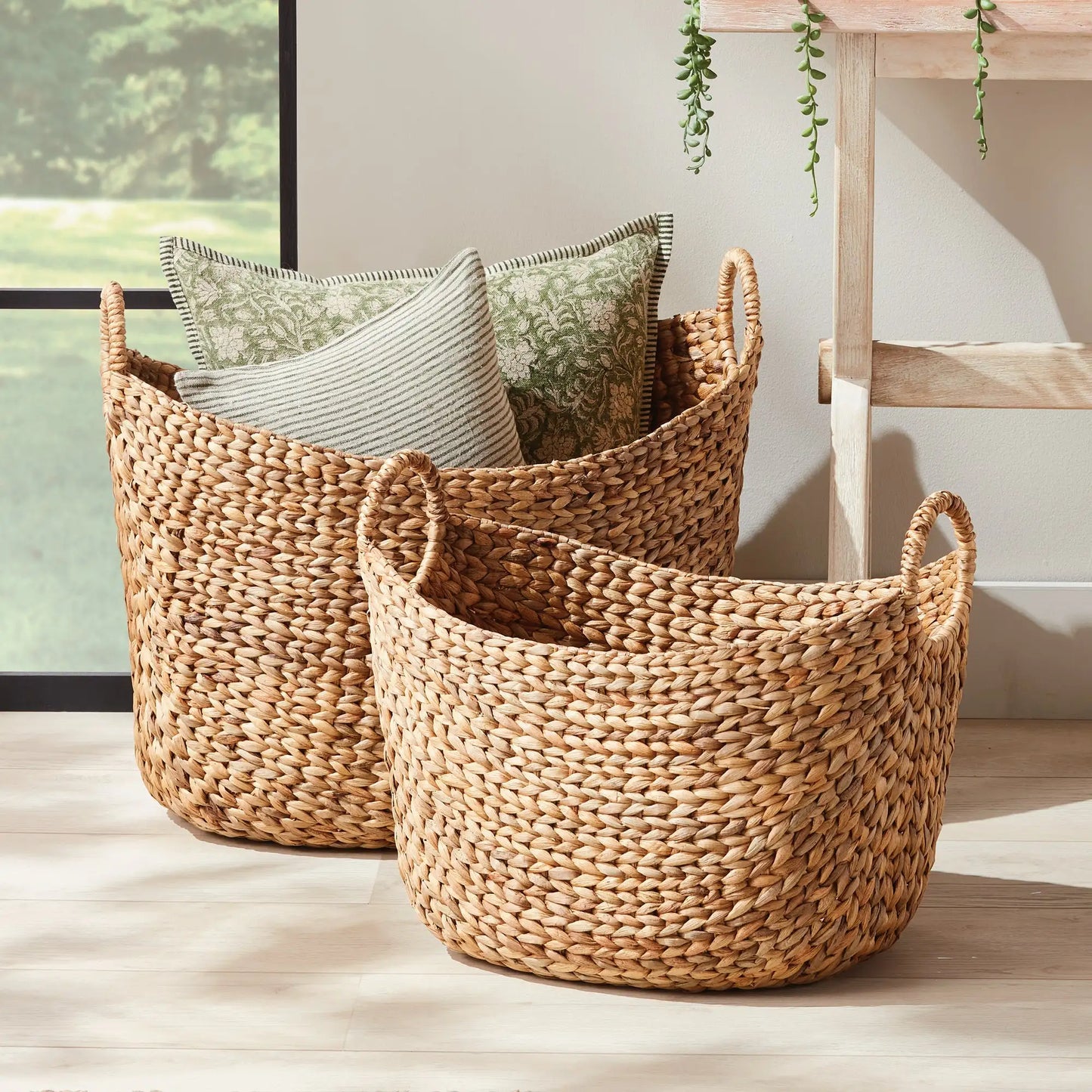 JOSETTE WATER HYACINTH BASKETS WITH HANDLES, SET OF 2 - view 2