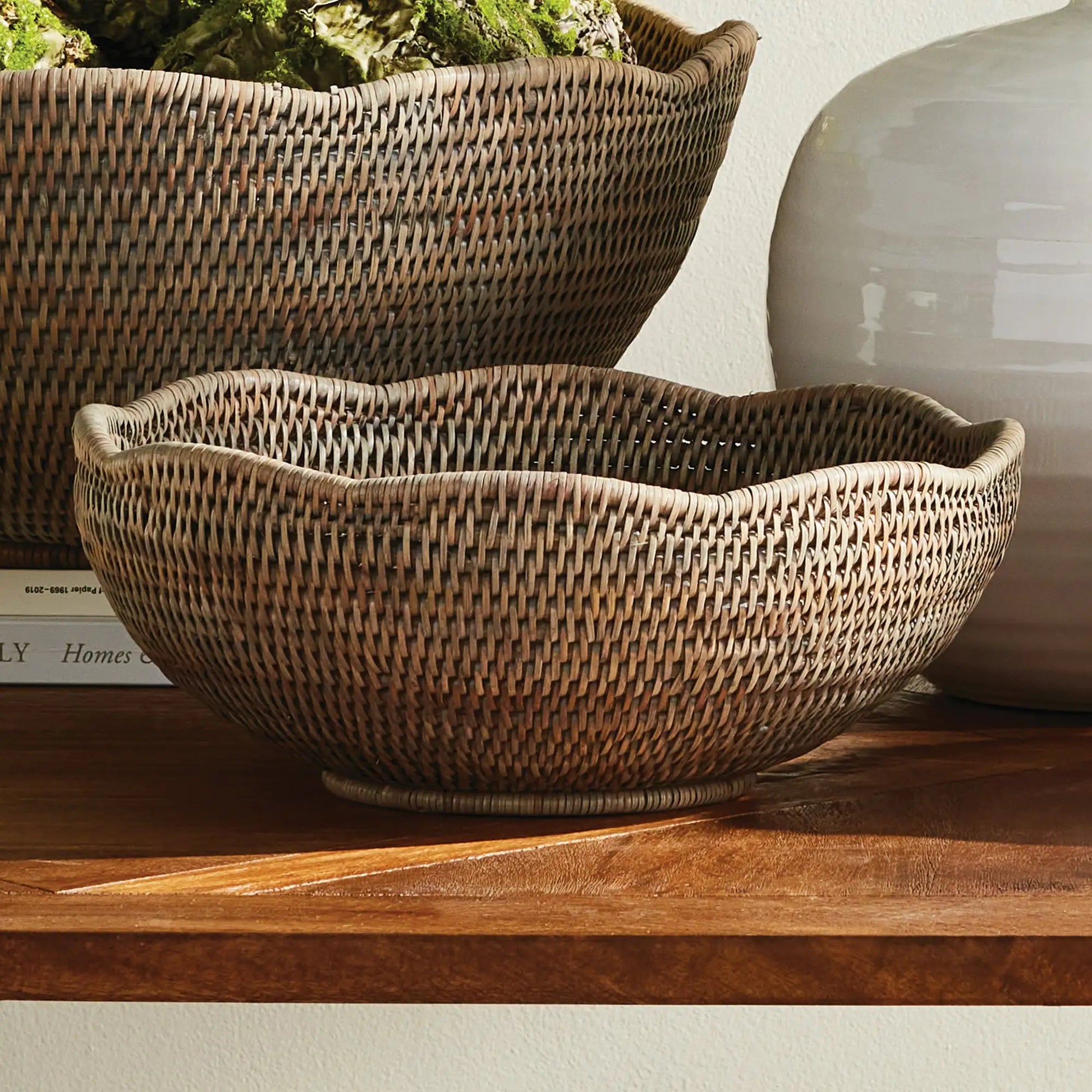 BURMA RATTAN SCALLOPED EDGE BOWL - view 2