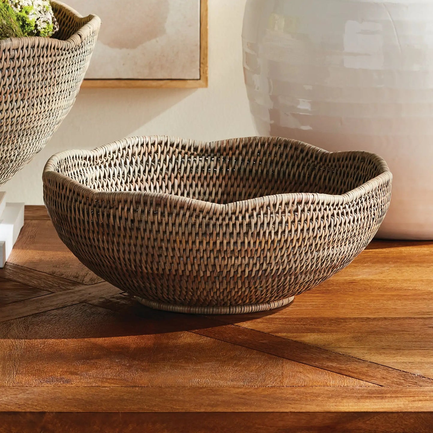 BURMA RATTAN SCALLOPED EDGE BOWL - view 3