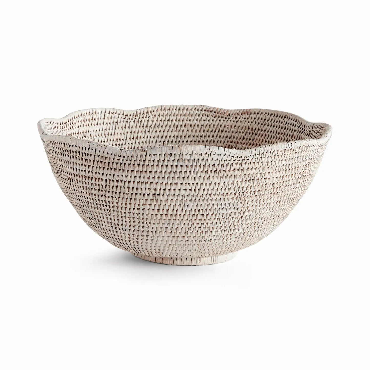 BURMA RATTAN SCALLOPED EDGE BOWL LARGE