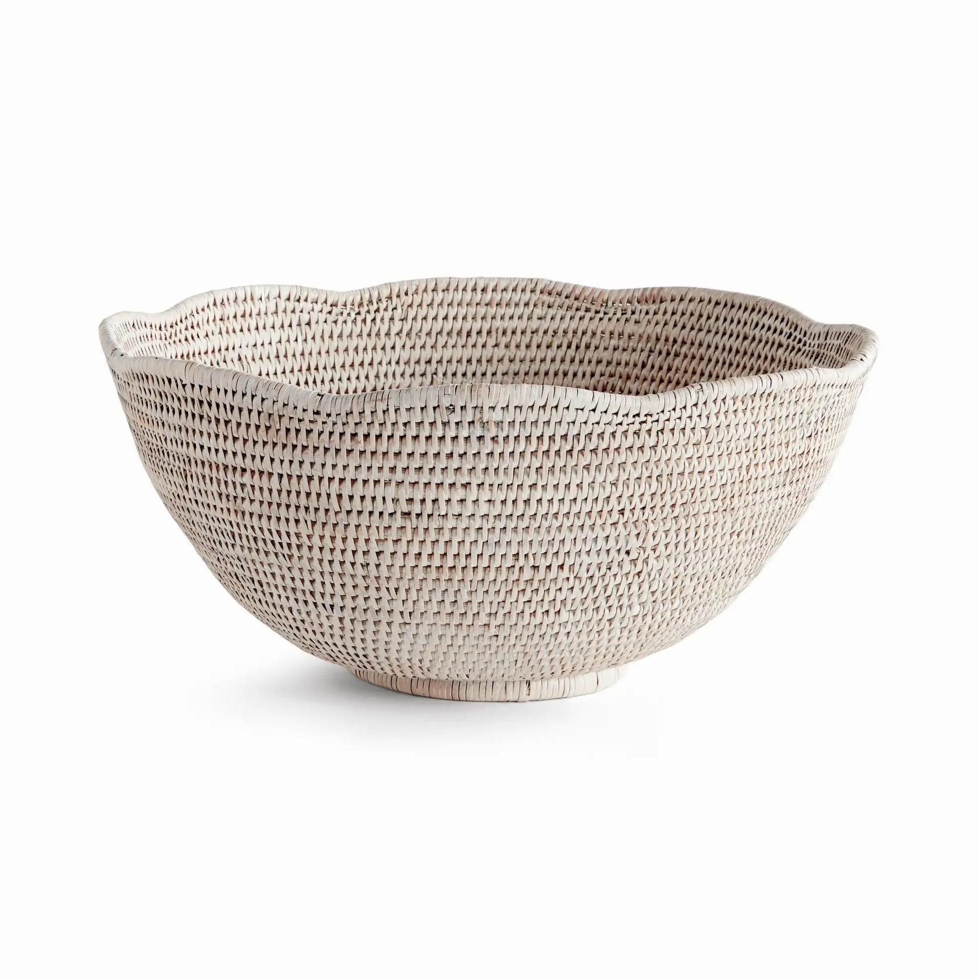 BURMA RATTAN SCALLOPED EDGE BOWL LARGE