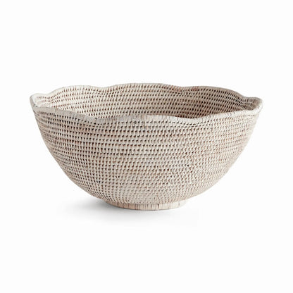 BURMA RATTAN SCALLOPED EDGE BOWL LARGE