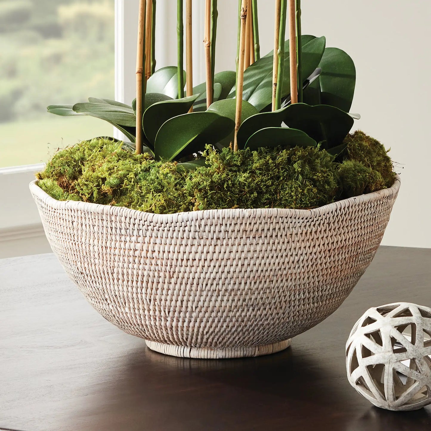 BURMA RATTAN SCALLOPED EDGE BOWL LARGE - view 2