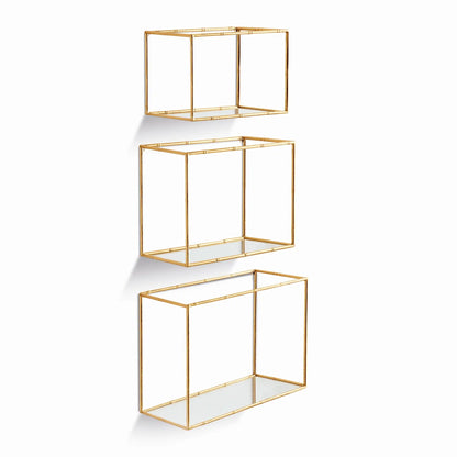 DAPHNE MIRRORED WALL SHELVES, SET OF 3