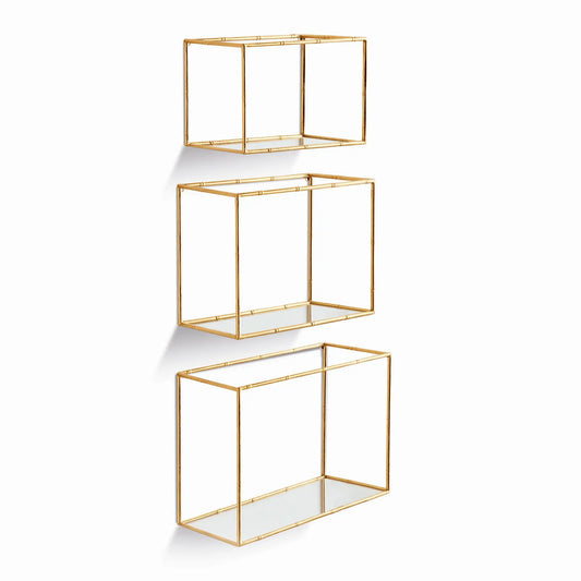 DAPHNE MIRRORED WALL SHELVES, SET OF 3