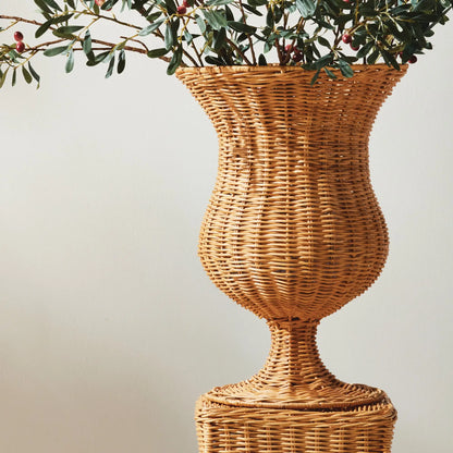 CHESAPEAKE RATTAN FOOTED URN TALL - view 2