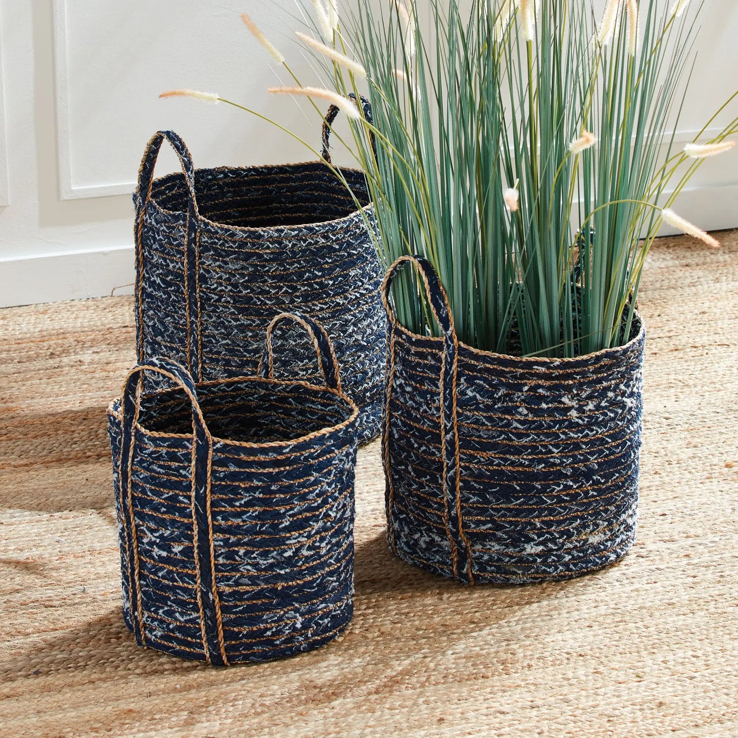 DENIM ROUND BASKETS, SET OF 3 - view 3