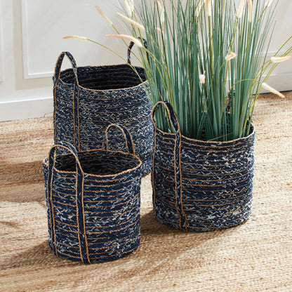 DENIM ROUND BASKETS, SET OF 3 - view 3