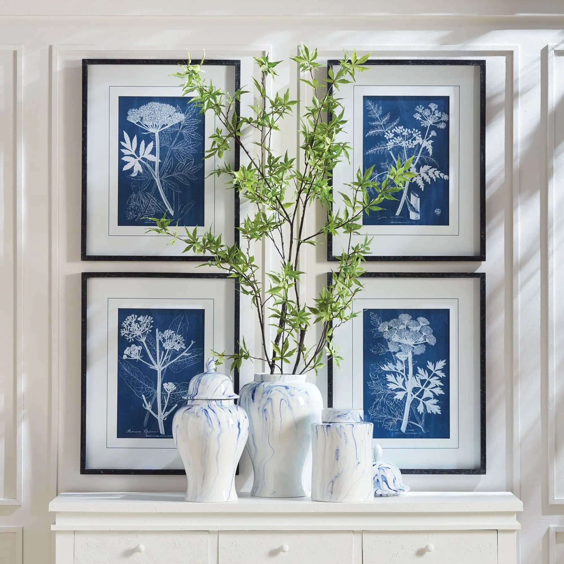 CYANOTYPE QUEEN ANNES LACE PRINTS, SET OF 4 - view 2