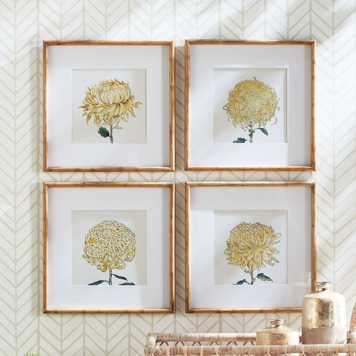 CHRYSANTHEMUM PRINTS, SET OF 4 - view 3