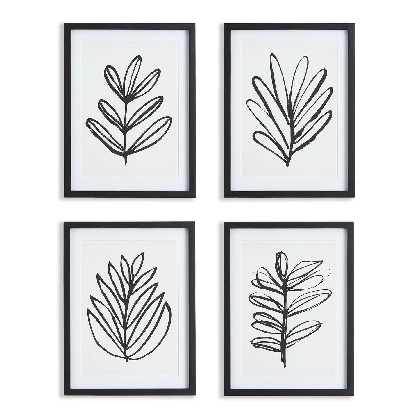 SKETCHED LEAF PRINTS, SET OF 4