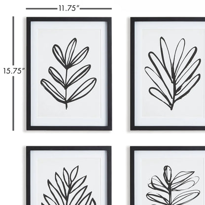 SKETCHED LEAF PRINTS, SET OF 4 - view 2
