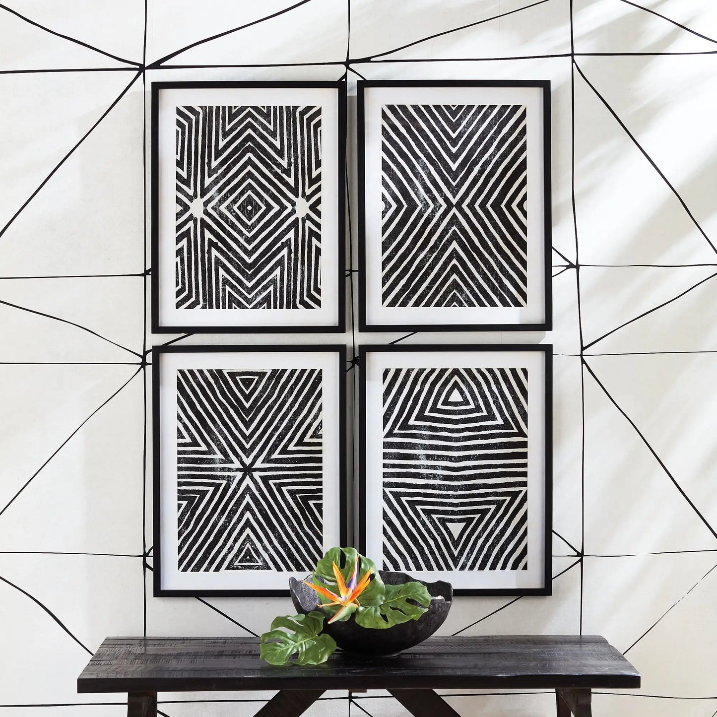 ACHROMATIC GEOMETRIC PRINTS, SET OF 4 - view 3