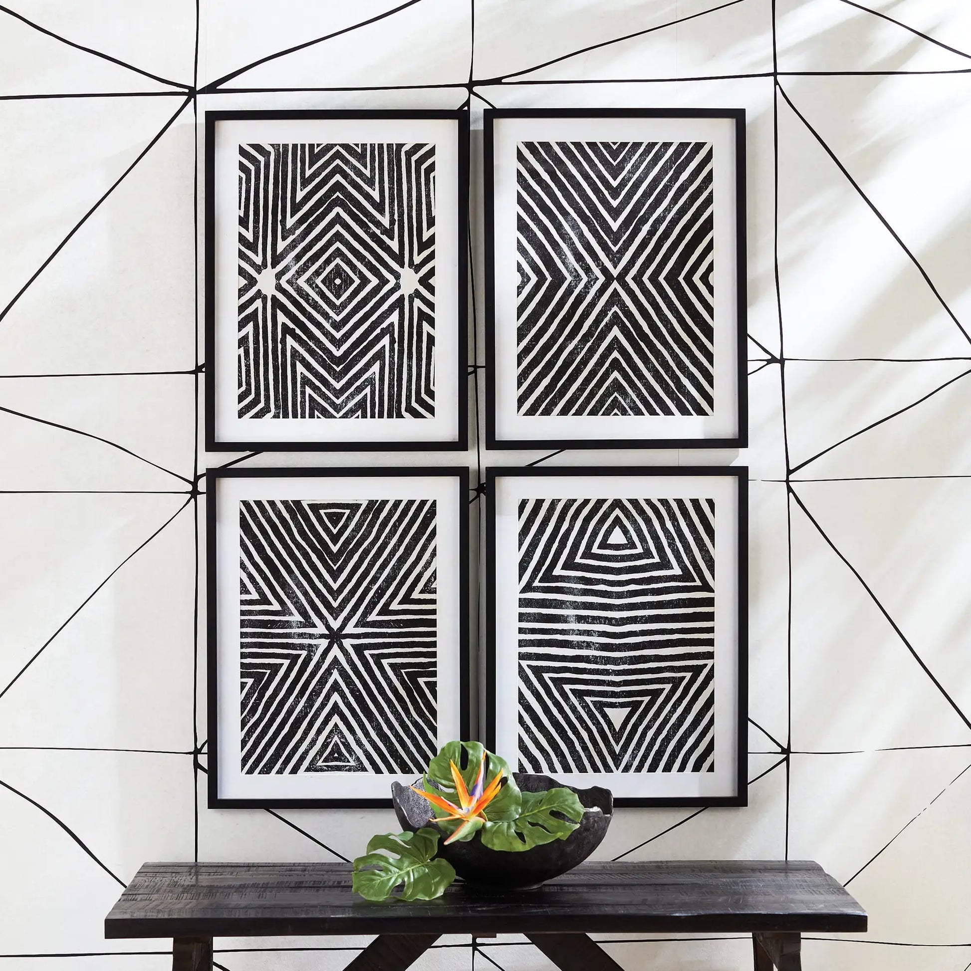 ACHROMATIC GEOMETRIC PRINTS, SET OF 4 - view 3