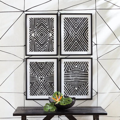 ACHROMATIC GEOMETRIC PRINTS, SET OF 4 - view 3