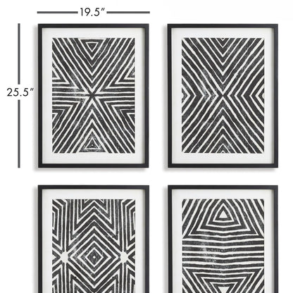 ACHROMATIC GEOMETRIC PRINTS, SET OF 4 - view 2