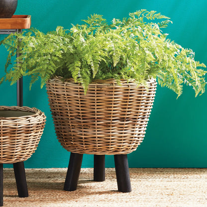 WOVEN RATTAN DRY BASKET PLANT RISER 21.25" - view 2